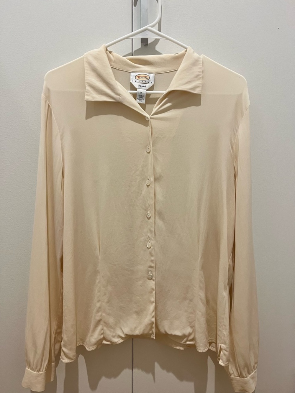 Talbots Soft Cream Button-Down Long Sleeve Shirt gently worn